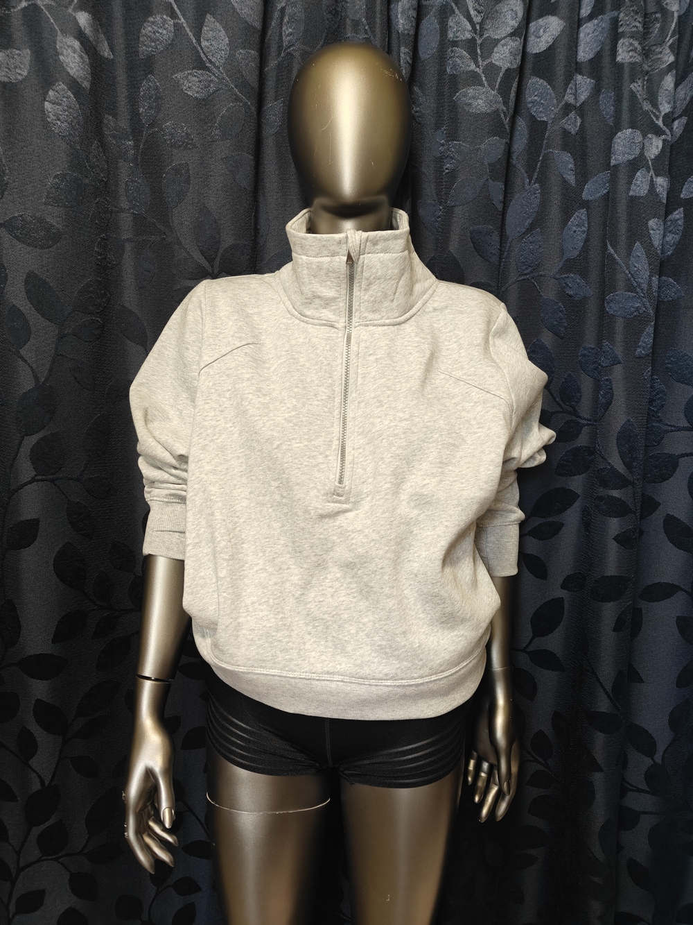 Classic Quarter-Zip Women's Pullover Sweater - Light Gray